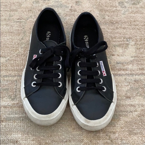 black leather superga
